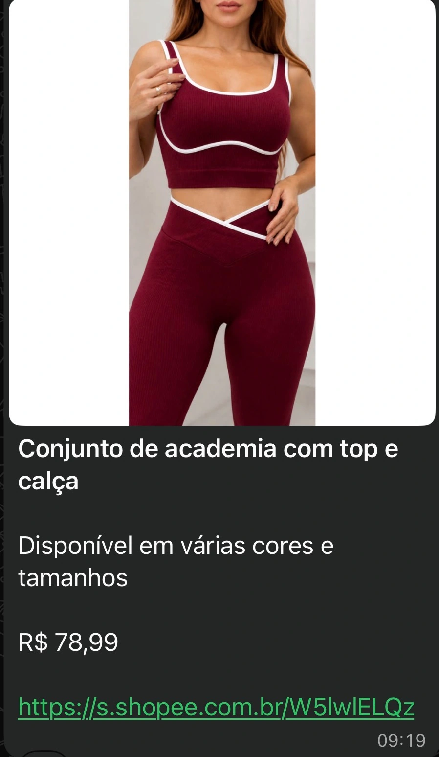 Conjunto de academia com top e calça