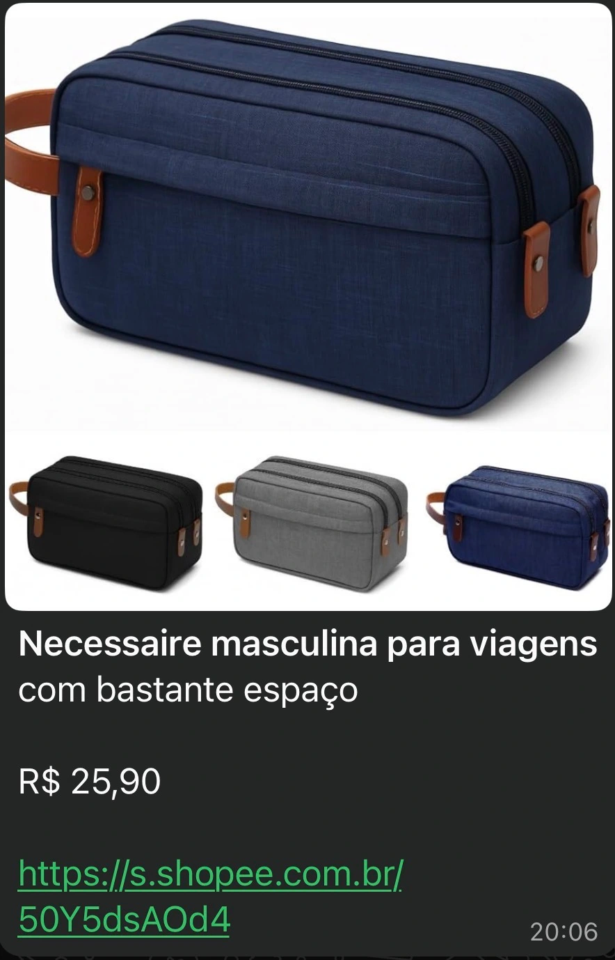 Necessaire masculina para viagens